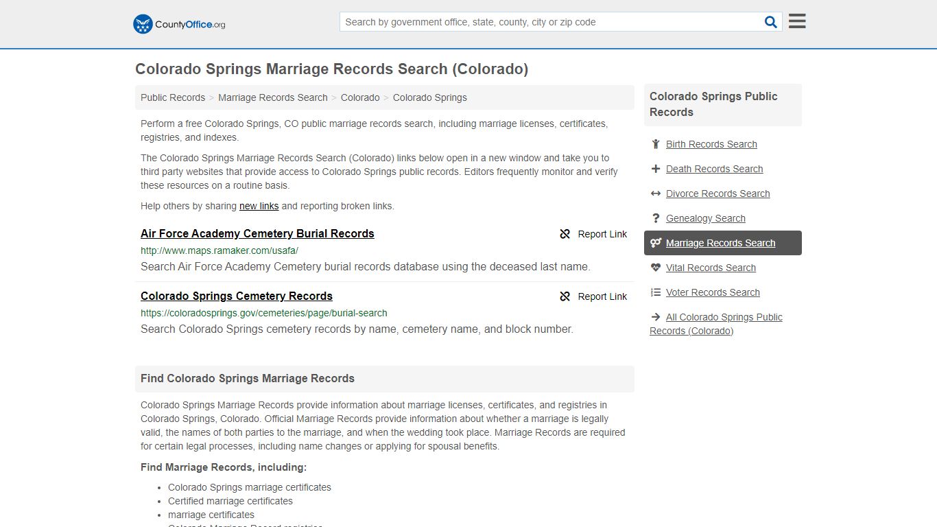 Marriage Records Search - Colorado Springs, CO (Marriage Licenses ...